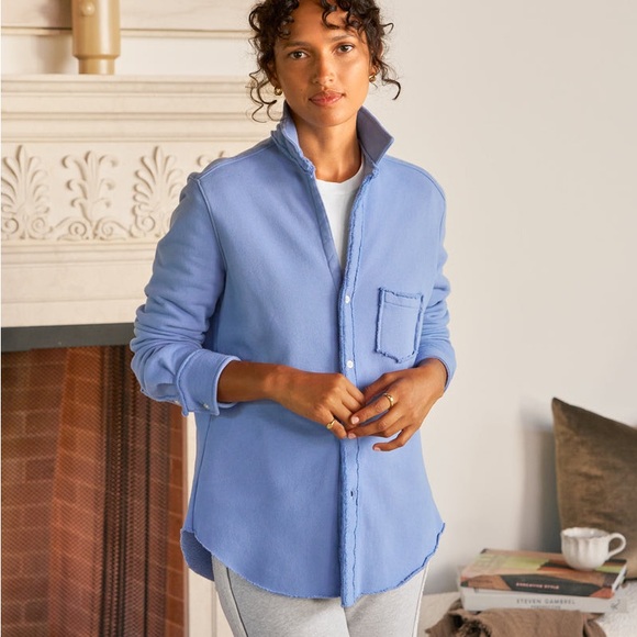 Frank & Eileen Jackets & Blazers - Frank & Eileen - Eileen Sweatshirt Button Up Light Blue Shirt Jacket